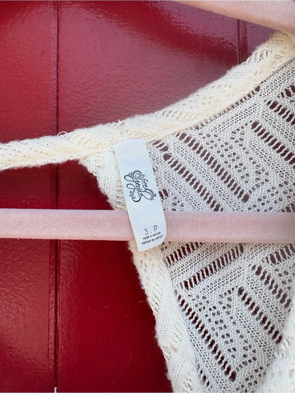 Free People Cream Lace Peplum Tunic with Crochet Sleeve Detail